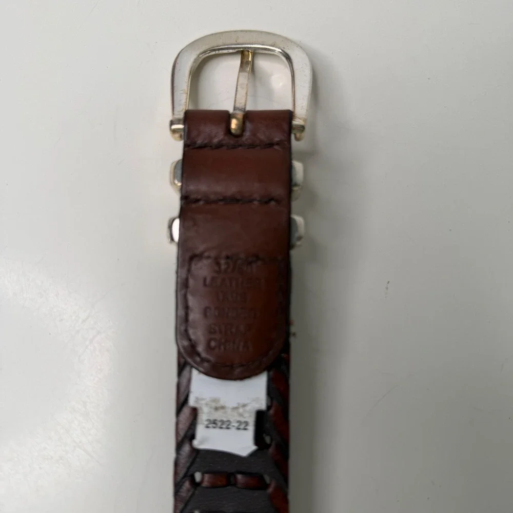Unbranded Woven Belt Womens Brown Braided Leather Silver Buckle Boho 32/80